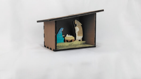 Painted 3D Nativity scene.