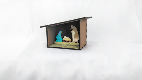 Painted 3D Nativity scene.